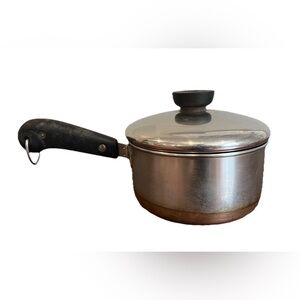 Vintage Revere Ware 1801 Sauce Pan Saucepan Pot 1 Qt Quart Copper Clad‎ Lid